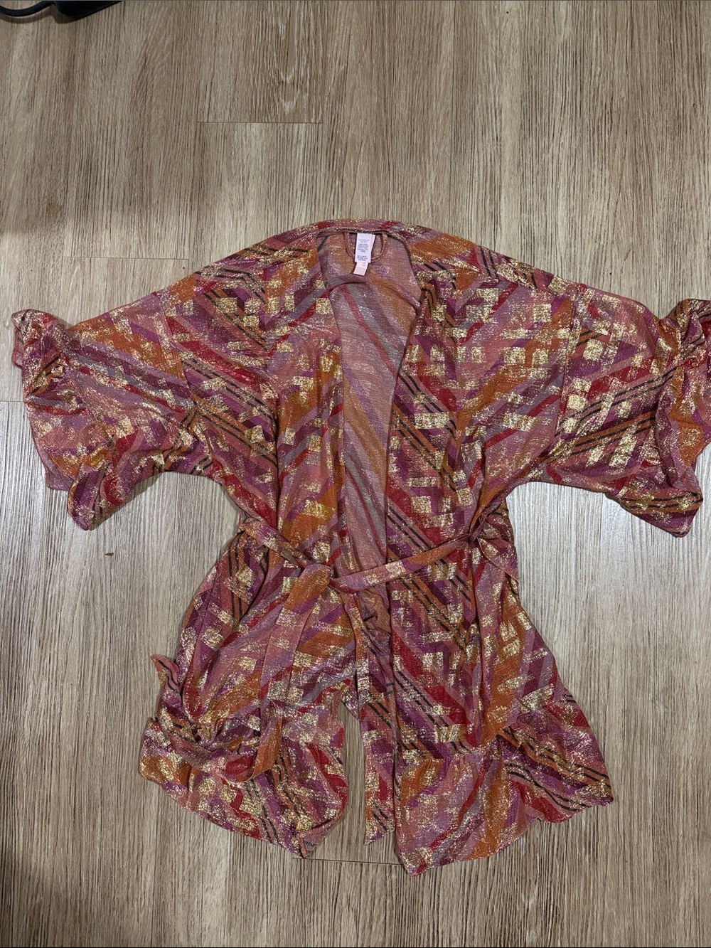 Victoria’s Secret Metallic Pink & Orange Wrap Kimono robe M/L
